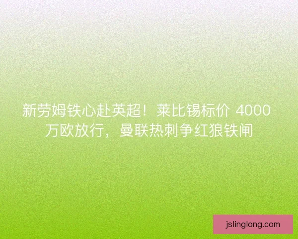 新劳姆铁心赴英超！莱比锡标价 4000 万欧放行，曼联热刺争红狼铁闸