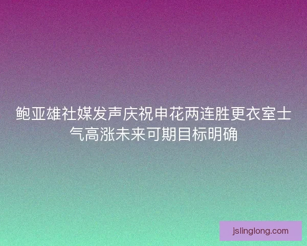 鲍亚雄社媒发声庆祝申花两连胜更衣室士气高涨未来可期目标明确