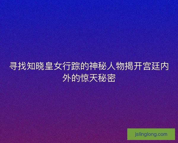 寻找知晓皇女行踪的神秘人物揭开宫廷内外的惊天秘密